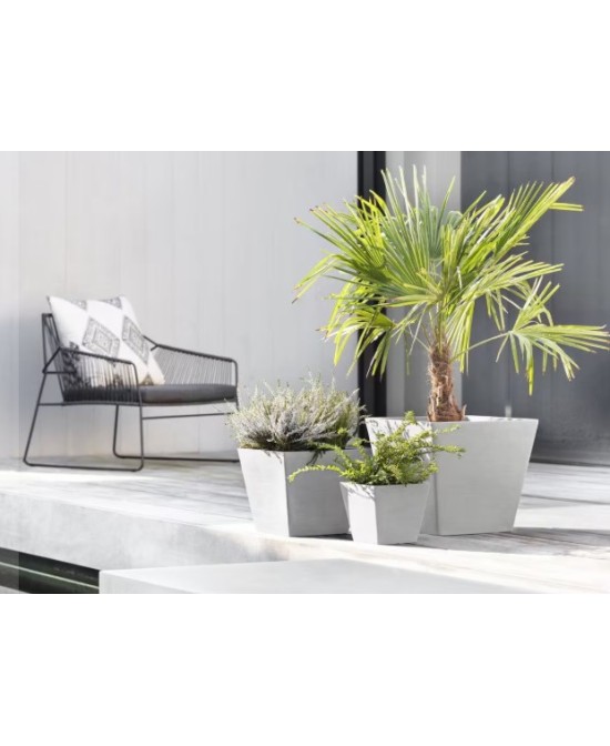 Tiesto ROTERDAM 30 White Grey  Maceta Moderna y Resistente para Interior y Exterior

