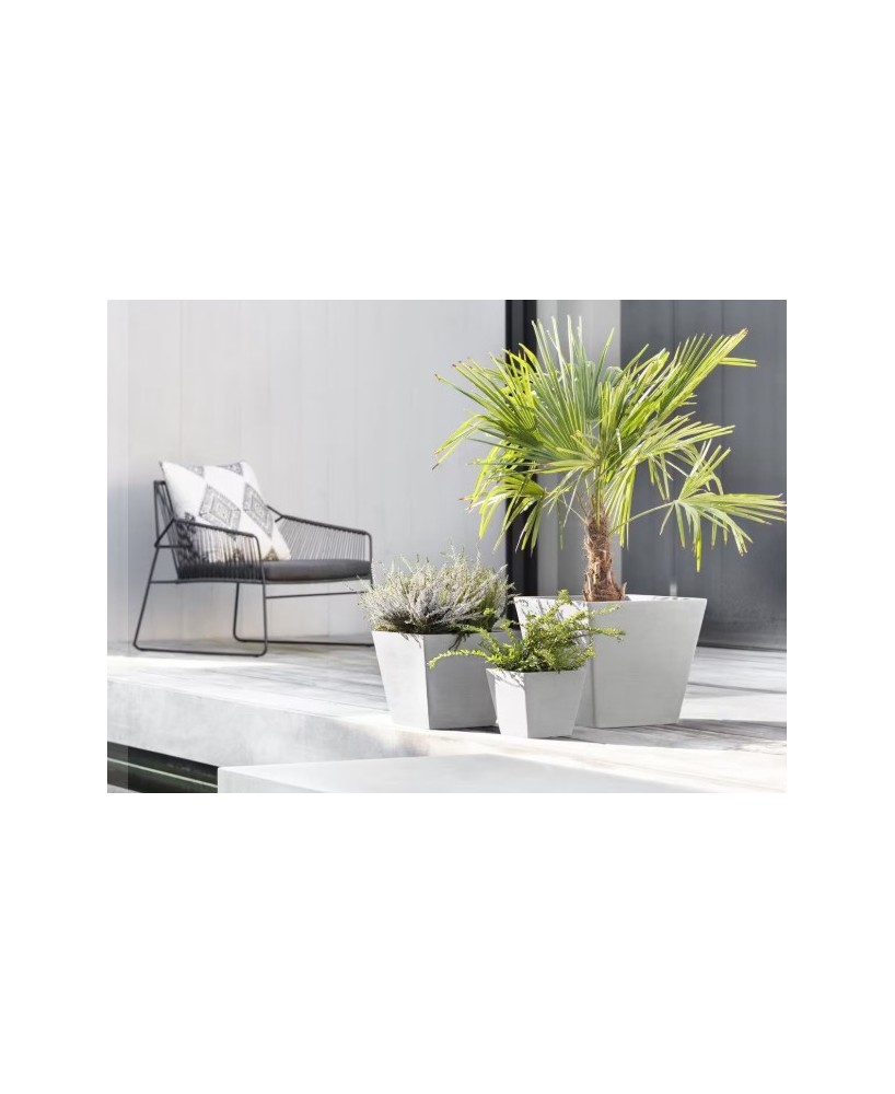 Tiesto ROTERDAM 30 White Grey  Maceta Moderna y Resistente para Interior y Exterior


