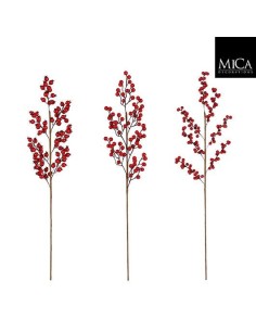 Ramas Bayas Rojas Surtido 3uds 80x10x4cm Decoración Natural y Festiva
