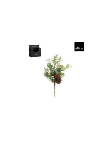 Rama de pino verde 25 cm decoración navideña natural duradera