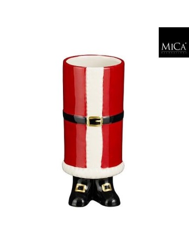 Jarrón Santa rojo 22 cm decoración navideña flores ramas festivo