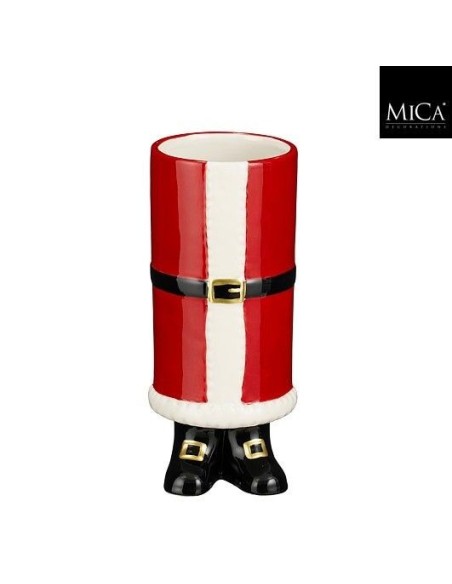 Jarrón Santa rojo 22 cm decoración navideña flores ramas festivo