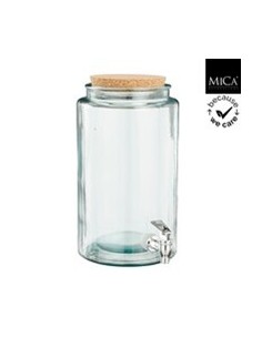 DEPOSITO DE CRISTAL RECICLADO  30X18 CON TAPA Y GRIFO