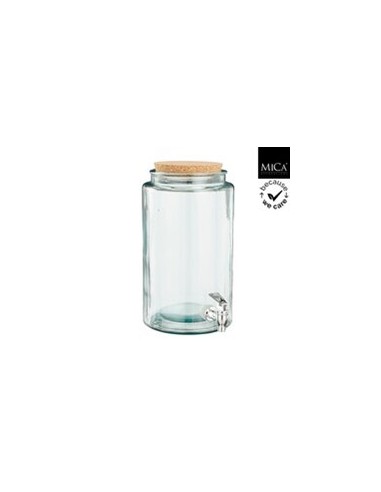 DEPOSITO DE CRISTAL RECICLADO  30X18 CON TAPA Y GRIFO