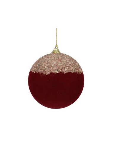 Bola Navideña Granate con Lentejuelas D10 cm | Adorno Ligero y Brillante para Árbol