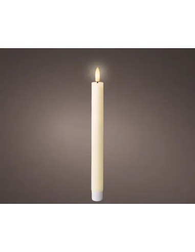 Vela LED Crema D2.2xH24.5 cm con Efecto de Llama Realista | Endanea Garden