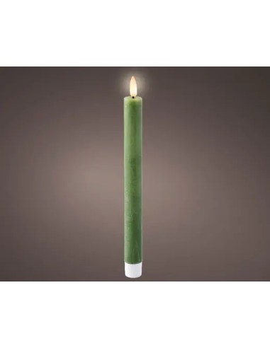 Vela LED Verde 2.2x24.5 cm con Luz Blanca Cálida Efecto Llama Realista