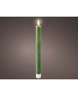 Vela LED Verde 2.2x24.5 cm con Luz Blanca Cálida Efecto Llama Realista