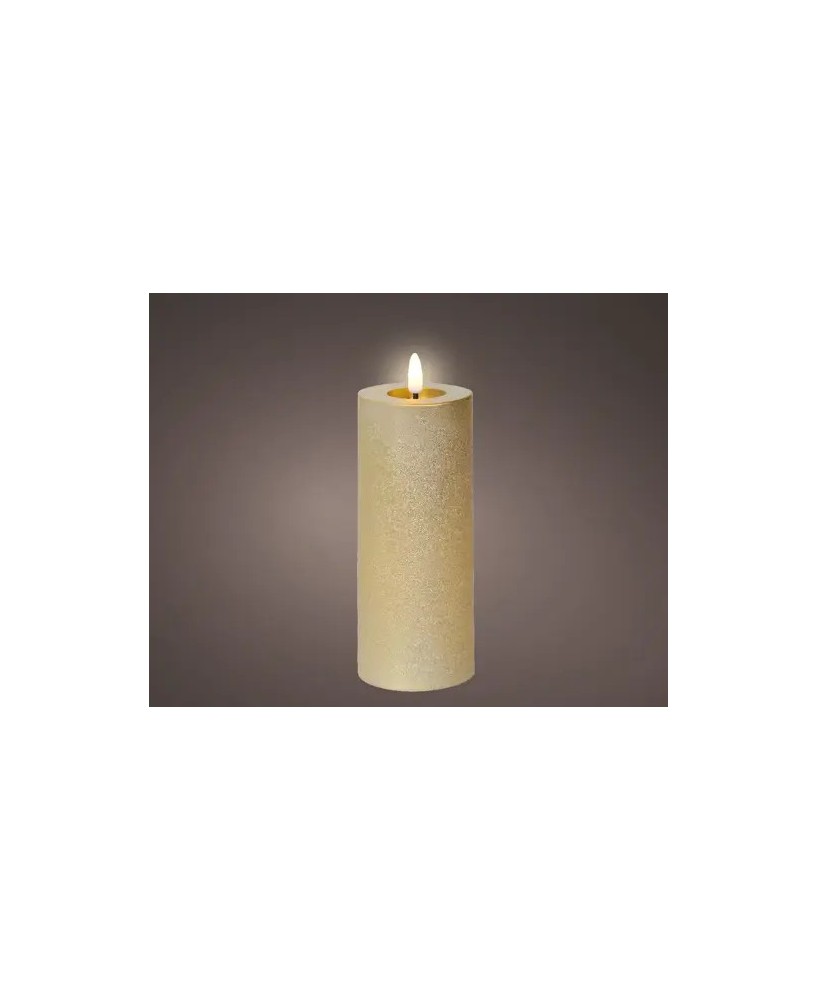 Vela LED Oro 7x19 cm Efecto Llama Realista Decoración Interior