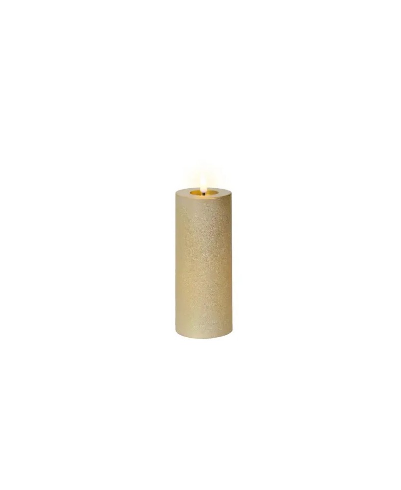 Vela LED Oro 7x19 cm Efecto Llama Realista Decoración Interior
