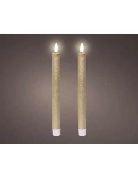 Vela LED Oro 2.2x24.5 cm Efecto Llama Realista | Decoración Segura y Elegante