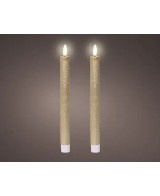 Vela LED Oro 2.2x24.5 cm Efecto Llama Realista | Decoración Segura y Elegante