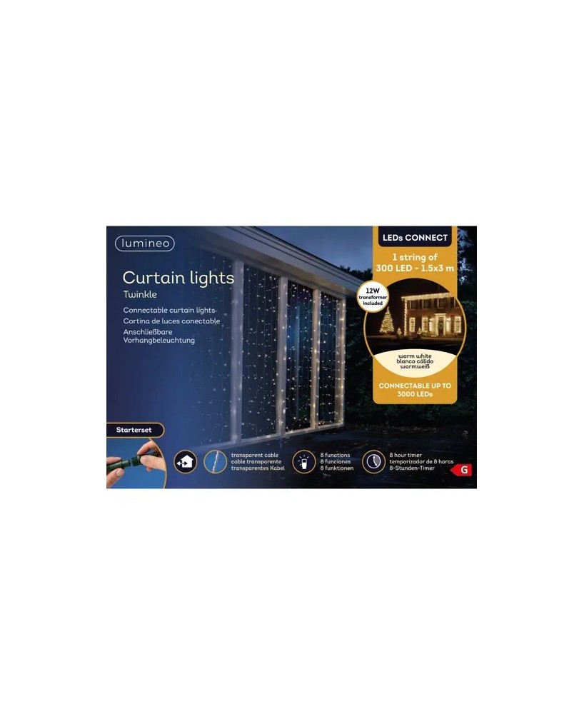 Cortina MicroLED 300CM Exterior | Iluminación Decorativa para Terrazas, Jardines y Fachadas