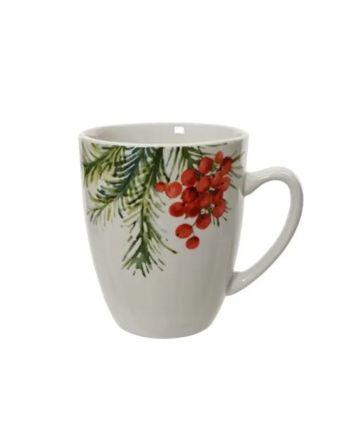 Taza de porcelana hojas y bayas 8.7x8.7x10.5 cm  Elegancia y durabilidad