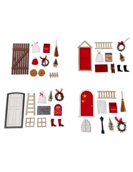 Escenas de Puertas Navideñas Verde y Rojo 15x6x24cm - Decoración Festiva Endanea Garden