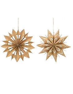 Estrella de Papel Madera Laminada Natural 30 cm - Decoración Rústica y Versátil