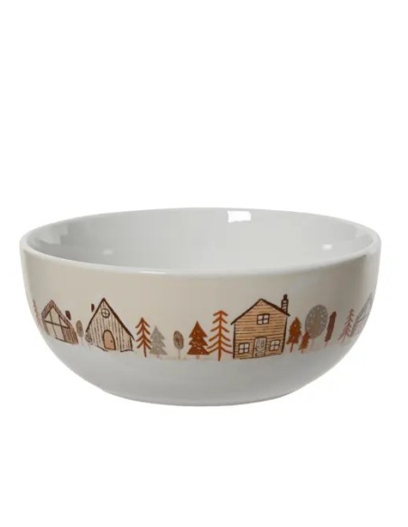 Bol de Porcelana Blanco con Casas | Decoración Estilo Nórdico - Endanea Garden