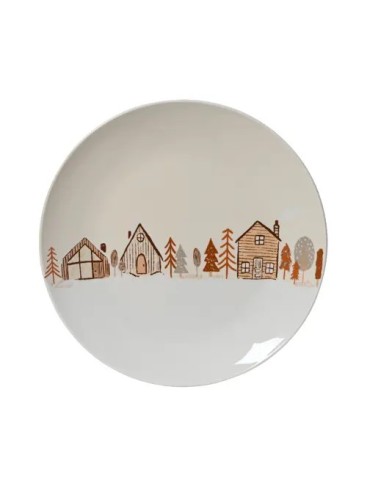 Plato de Porcelana con Casas | Estilo Nórdico Decorativo - Endanea Garden
