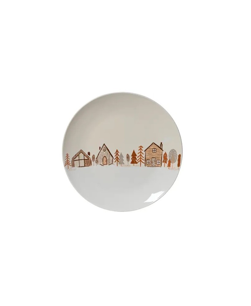 Plato de Porcelana con Casas | Estilo Nórdico Decorativo - Endanea Garden
