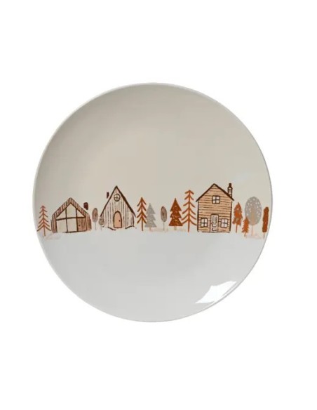 Plato de Porcelana con Casas | Estilo Nórdico Decorativo - Endanea Garden

