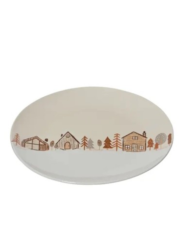 Plato de Porcelana con Casas | Estilo Nórdico Decorativo - Endanea Garden
