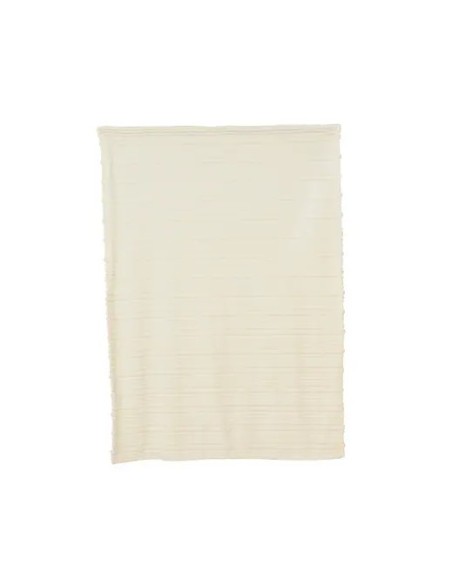 Manta de Poliéster Blanca con Rayas 170x130 cm | Suave y Decorativa - Endanea Garden