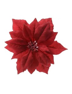 Poinsettia Roja con Clip Ø24xH27 cm | Flor Decorativa Navideña - Endanea Garden
