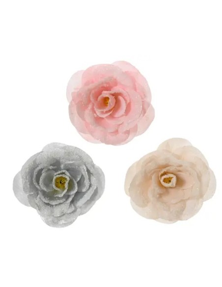 Rosa artificial con clip 12x12x15 cm  Decoración elegante y versátil