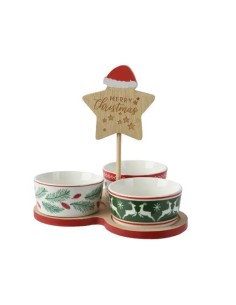 Set de recipientes de porcelana con estrellas | Decoración navideña elegante