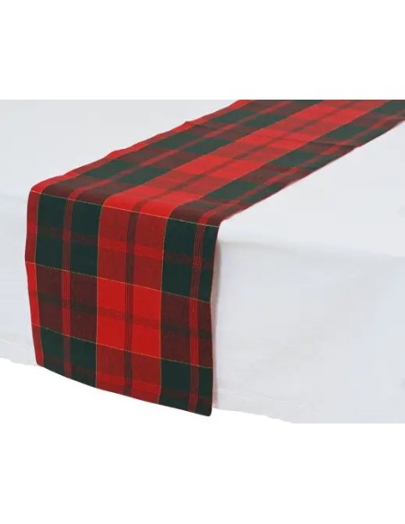 Camino de Mesa de Algodón Verde y Rojo 150x30 cm | Decoración Navideña Endanea