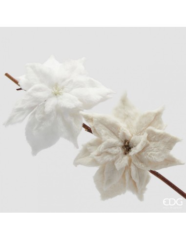 Clip Peludo Estrella de Navidad D25xC4 Ivory Adorno Navideño Decorativo