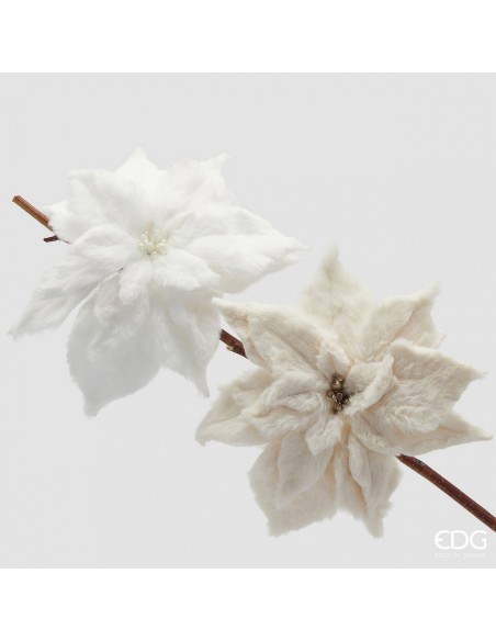 Clip Peludo Estrella de Navidad D25xC4 Ivory Adorno Navideño Decorativo