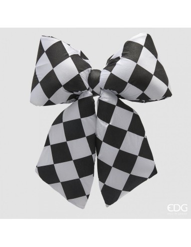 Lazo de Terciopelo Blanco y Negro H63xL60xC5  Decoración Elegante y Versátil