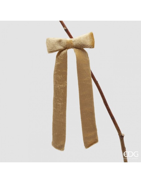 Clip Lazo de Terciopelo Oro H30xL13xC5 Accesorio Decorativo Elegante