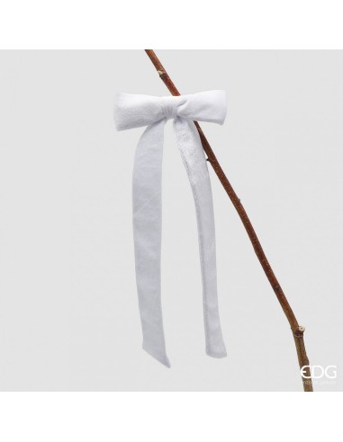 Clip Lazo de Terciopelo Blanco H30xL13xC5 Accesorio Decorativo Elegante