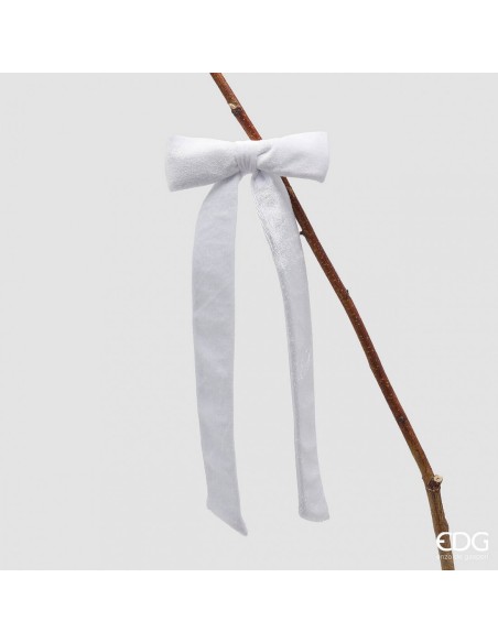 Clip Lazo de Terciopelo Blanco H30xL13xC5 Accesorio Decorativo Elegante