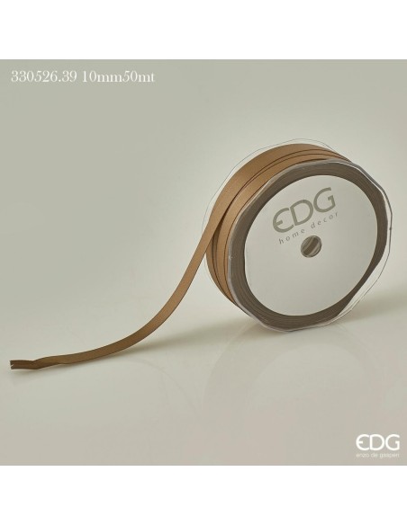 Cinta de Envoltorio Nastro Doppio Raso Marrón Claro 10mm 50m elegante y satinada
