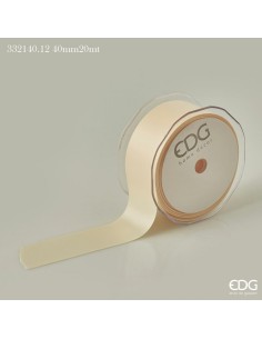 Cinta Nastro Doppio Raso Ivory 40mm 20mt elegante para envoltorios y decoraciones