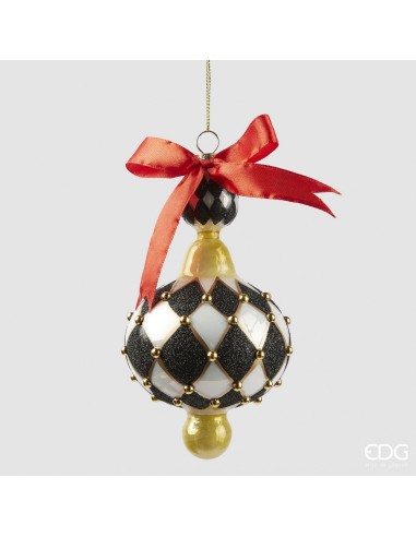 Bola Colgante Ajedrez Blanco y Negro 15x8 cm Decoración Moderna