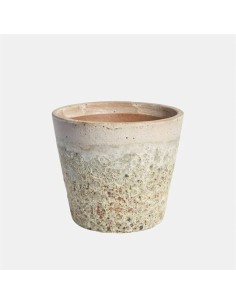 Maceta Cónica Antic Glazed Blanco Antiguo 28x26 cm | Estilo Vintage - Endanea Garden