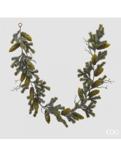 Guirnalda de piñas verde H120 cm | Decoración navideña natural y rústica