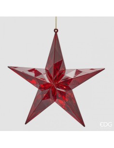 Estrella Diamante Colgante L5 D19.5 Rojo Adorno Navideño Decorativo