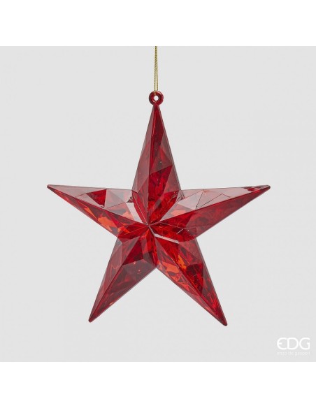 Estrella Colgante L3.5 D13.5 Roja Adorno Navideño Brillante