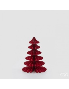 Pino Origami H25 D18.5 Rojo Adorno Navideño Moderno y Elegante