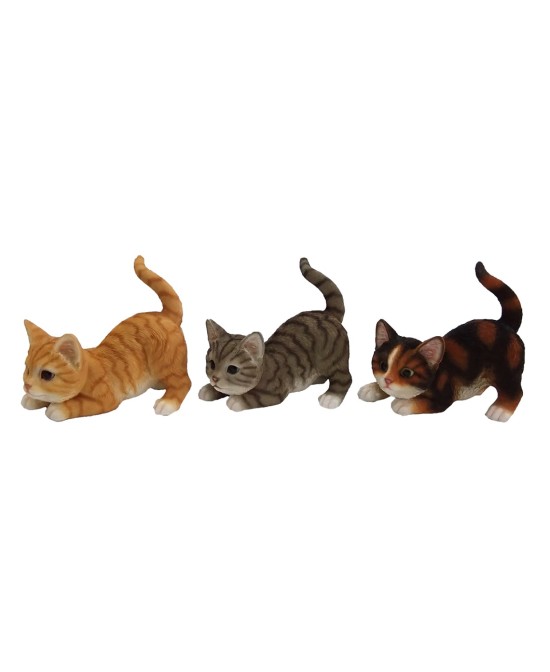 Gatito Jugando 9,8x18x16,3 cm Figura Decorativa Realista para Hogar y Jardín