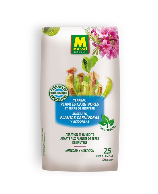 Sustrato para Plantas Carnívoras y Acidófilas 2.5L Massó  Crecimiento Saludable

