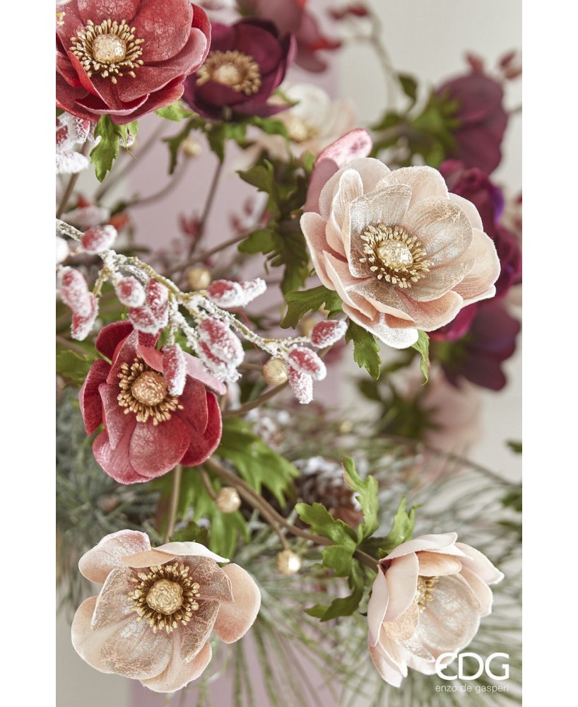 Anémona de Terciopelo Artificial Rosa Mix H80 cm | Endanea Garden