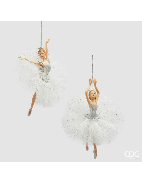 Adorno Colgante Bailarina H18 Blanco Decoración Navideña Elegante