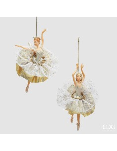 Adorno Colgante Bailarina Oro H18 cm Decoración Navideña Elegante