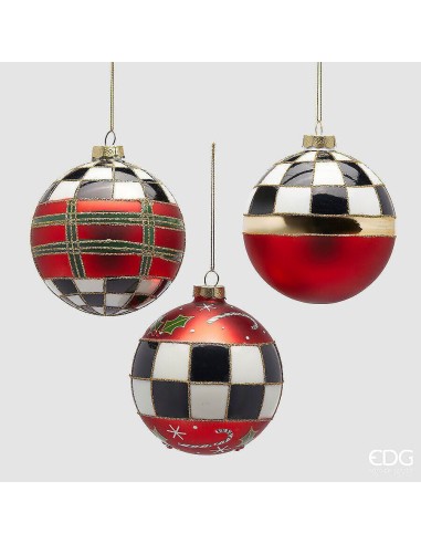 Bola Colgante Ajedrez D10 Blanco y Negro Adorno Navidad Elegante